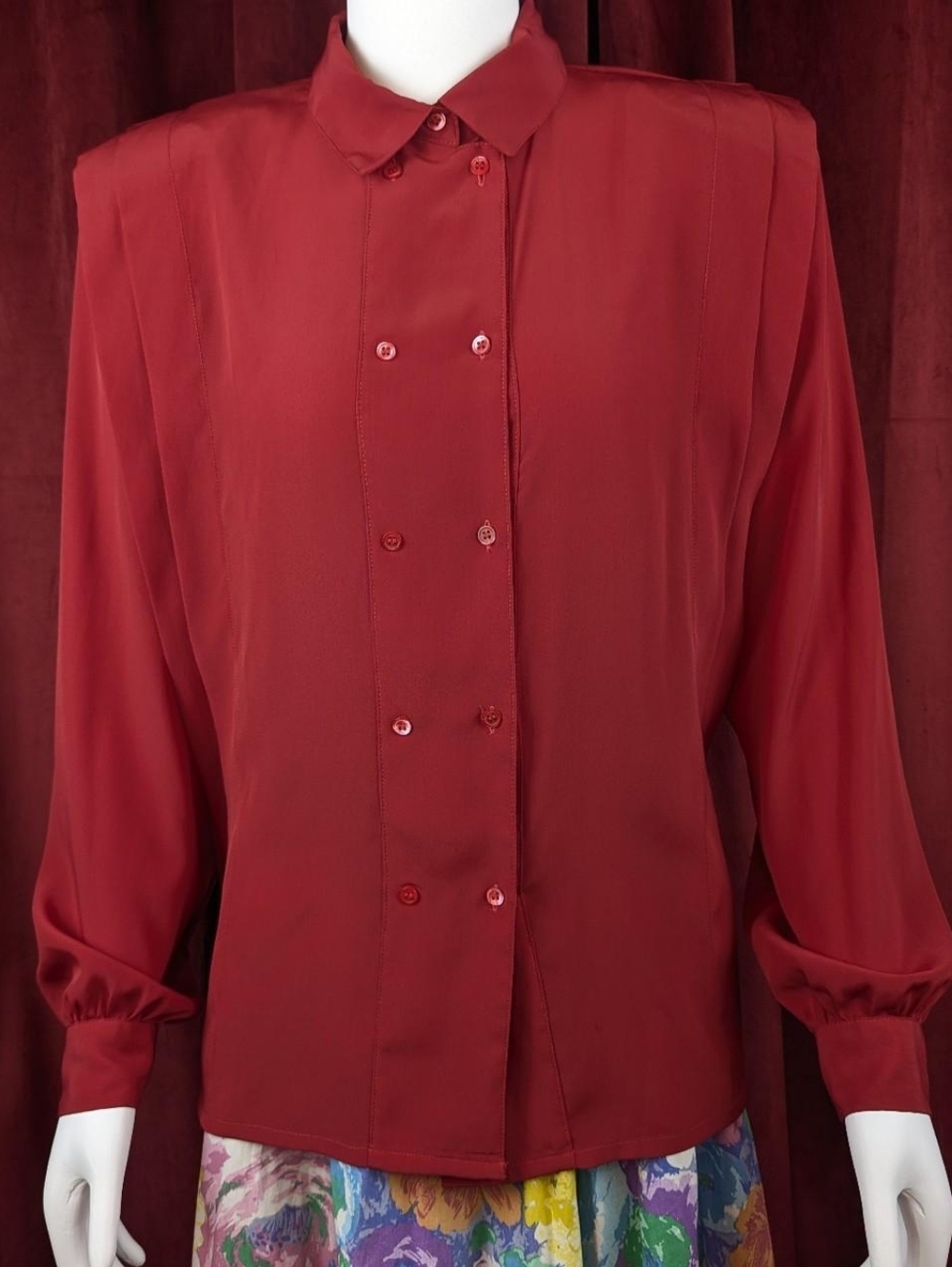 Vintage 80's La Chine Classic by Galinda Wang Red Double Breasted Top